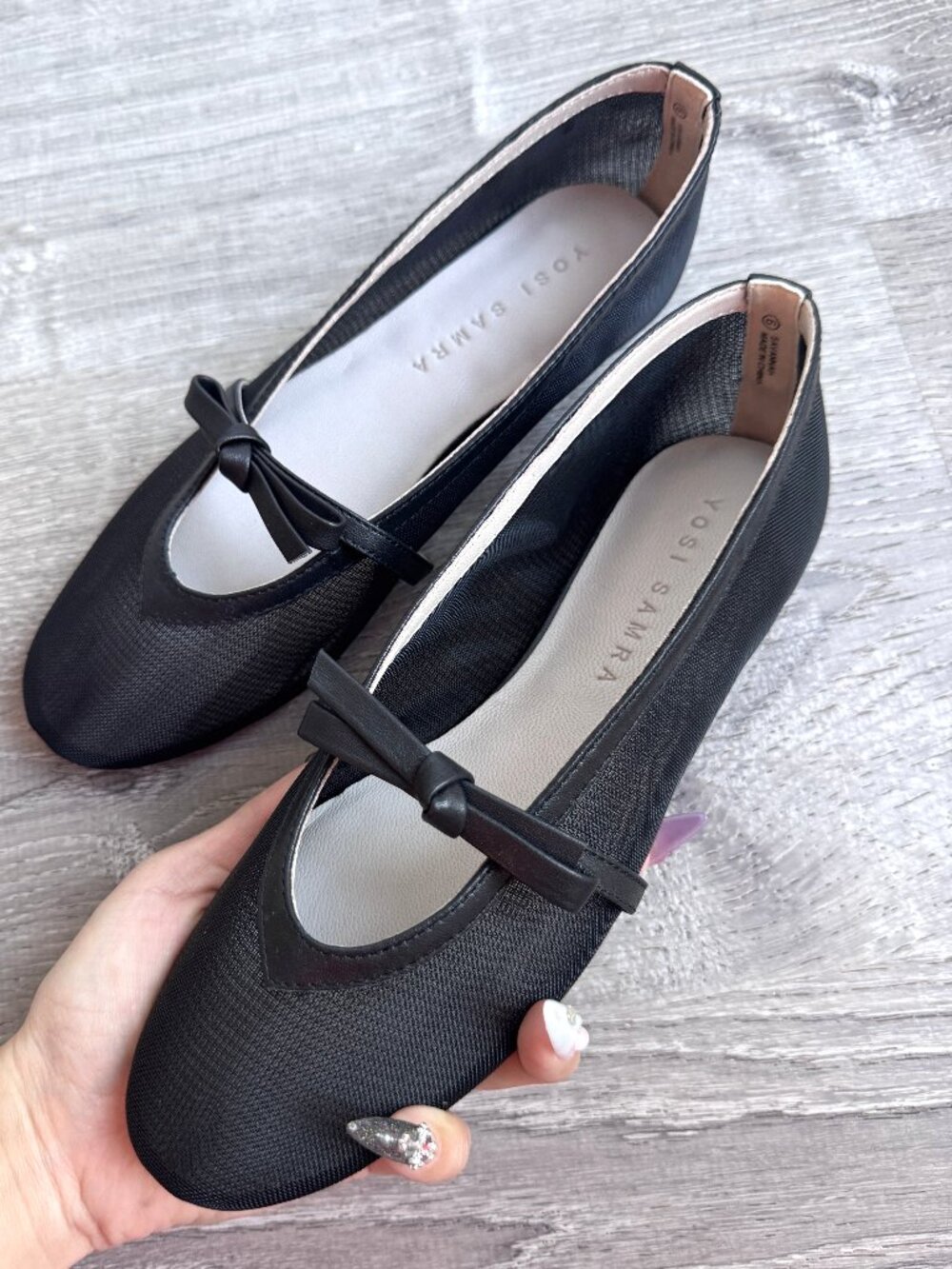 NWNB Yosi Samra Bow Ribbon Mesh Ballet Flat (6)